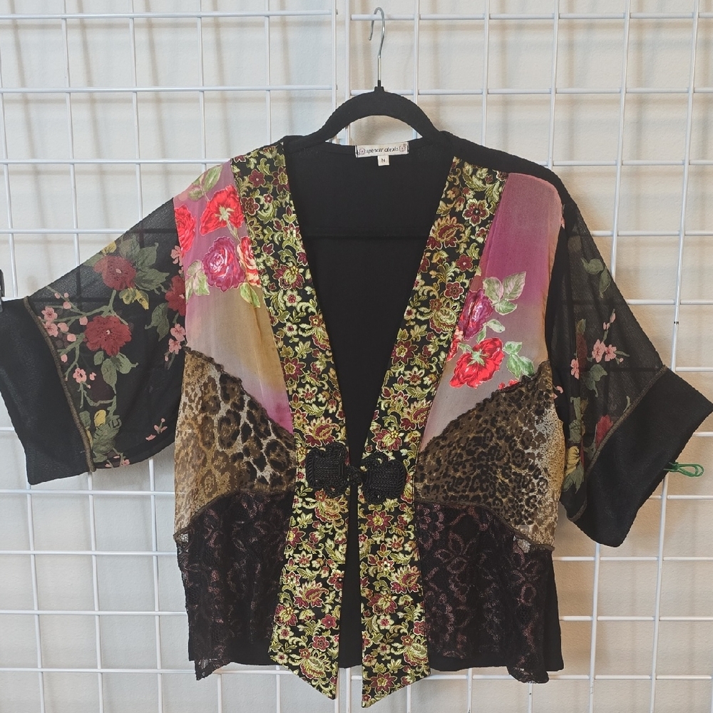 Spencer Alexis Vintage Floral Patchwork Kimono‎ Blouse Size Medium